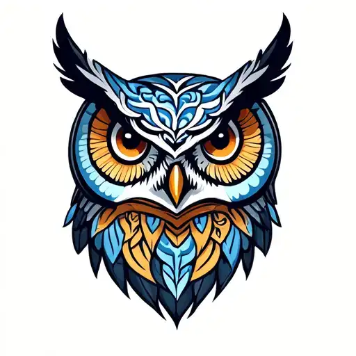 Delft Style Owl Head Facing Forward Traditional