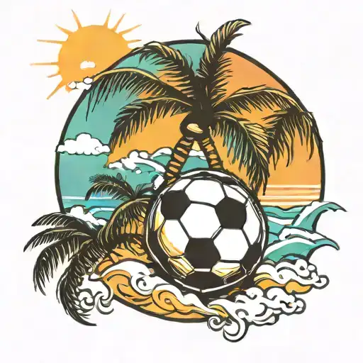 Palm Tree Football And Sea Or Sun