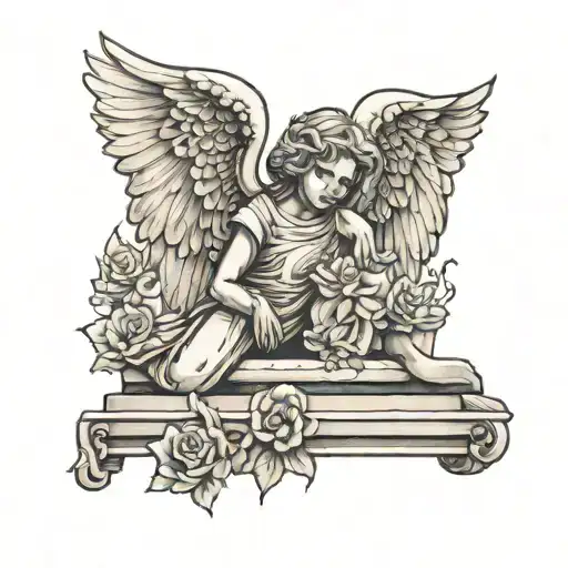 Head Stone Angel Laying