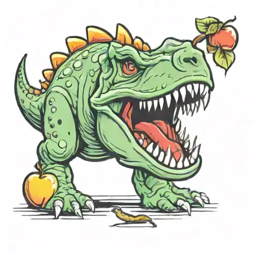 Dinosaur Eating An Apple