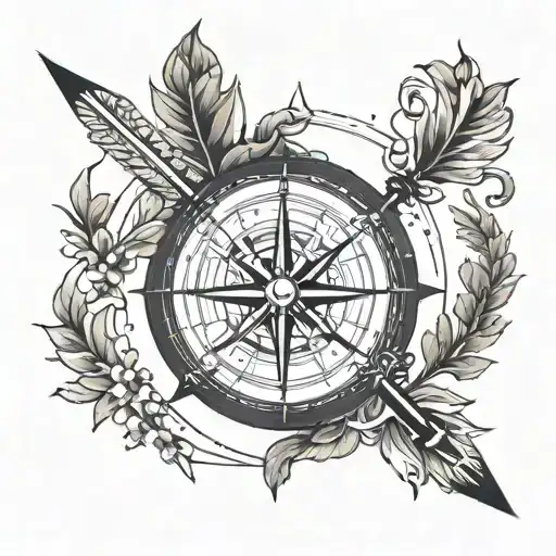 Compass Arrow Half Circle Form Left Forearm With