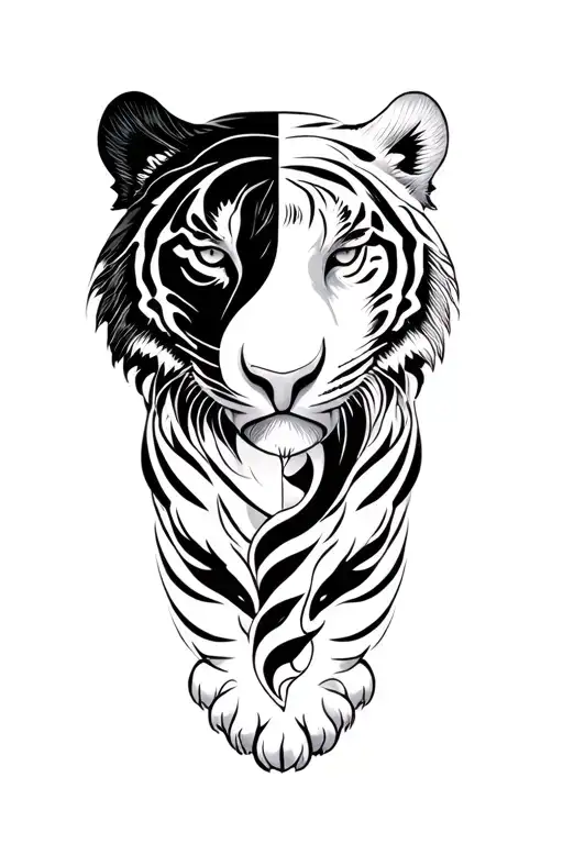White Tiger Intertwined Yin-yang