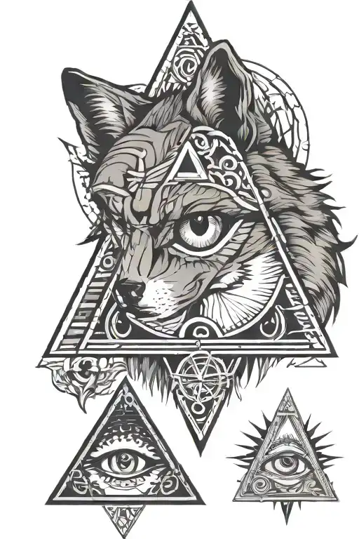 Wolf And Illuminati Eye Symbol