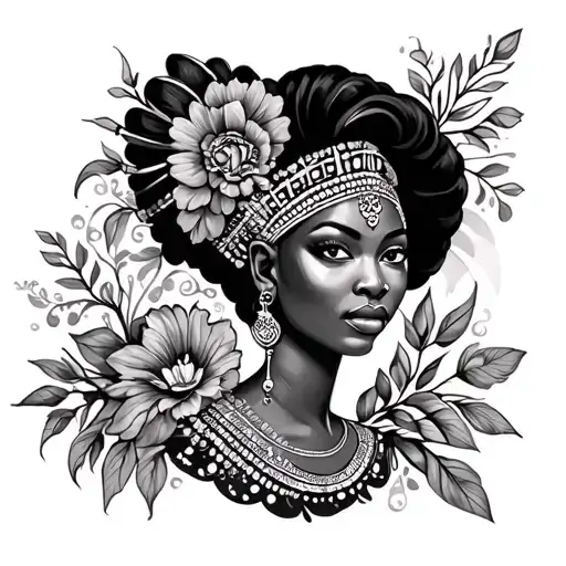 African Queen Tattoo Design