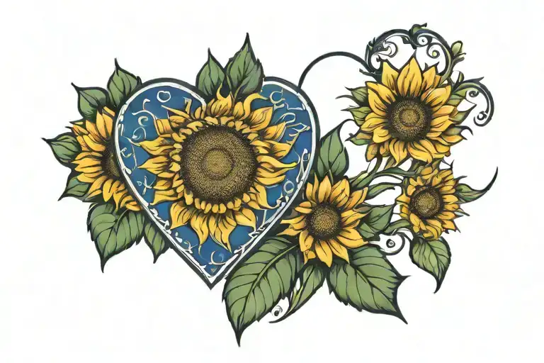 Heart Shaped Sunflower In Royal Blue