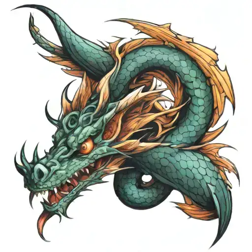 Dragon Wrapped In Snake