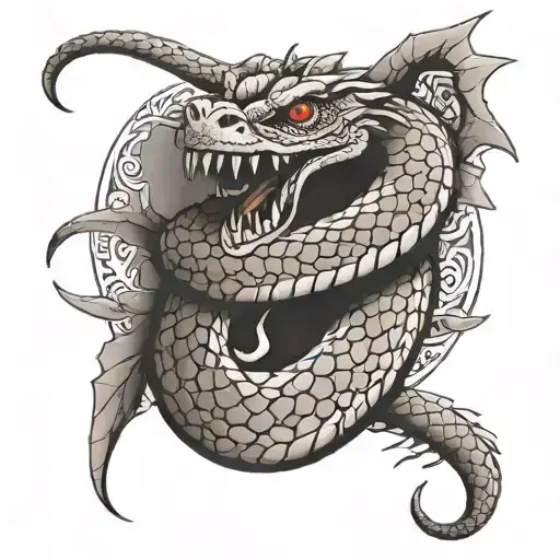 Rattlesnake Wrapping In A Dragon