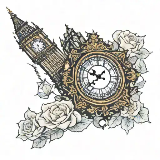 Big Ben In England Country Outline