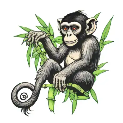 Monkey And Bamboo