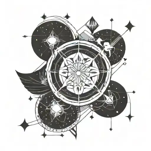 Virgo Constillation Long Tattoo With Geometrical Shapes And Lines For Forearms For Men