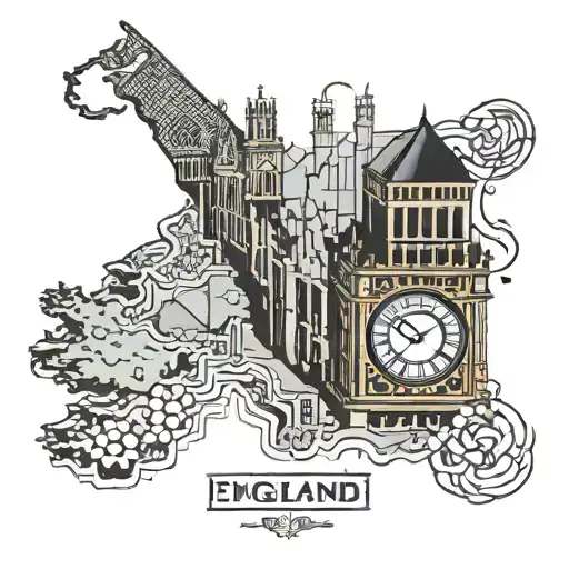 Big Ben Inside England Country Outline