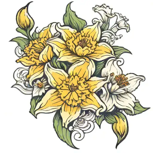 Daffodil Flowers With Lily Flower With Water Lily With Narcissus Flower