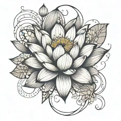 Lotus With Long Flowers And Geometry