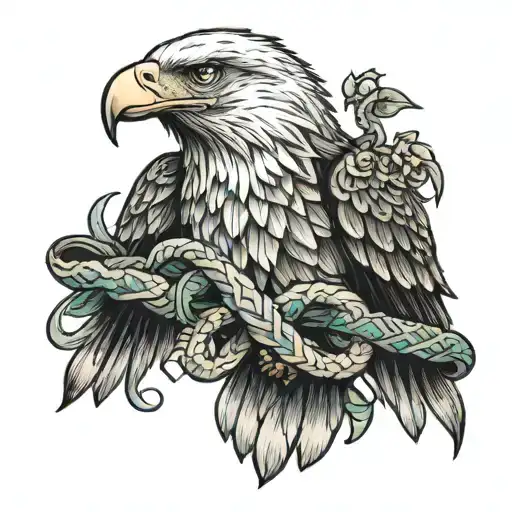Eagle Holding Snake Wrapped