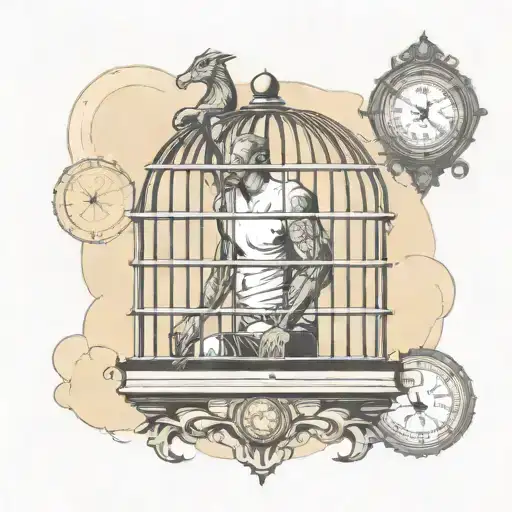 Man In Cage Of Time Clock