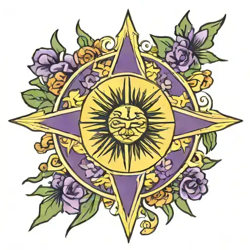 New Mexico Flag Sun Made With With Purple Larkspurs With A Cross In The Middle
