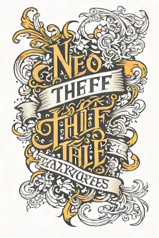 Lettering Tattoo Word Thief Written