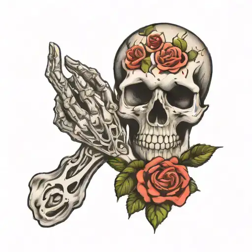Skull Praying Hands Rose