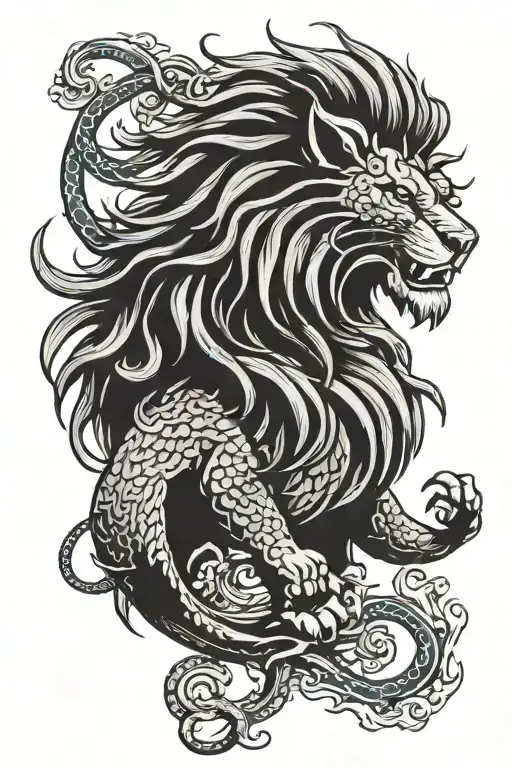 Lion And Chinese Dragon