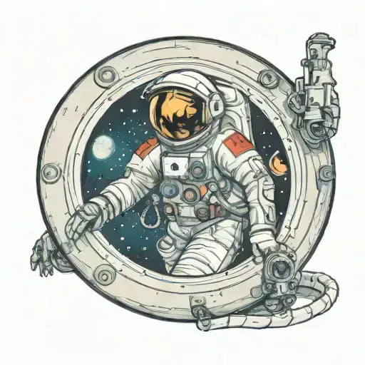 Canadian Astronaut Looking Into Porthole
