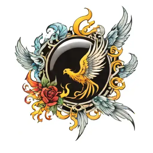 Shattered Glass Globe With A Phoenix Rising