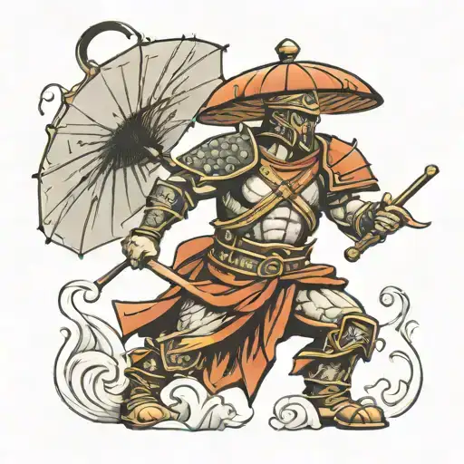 Roman Warrior With Umbrella