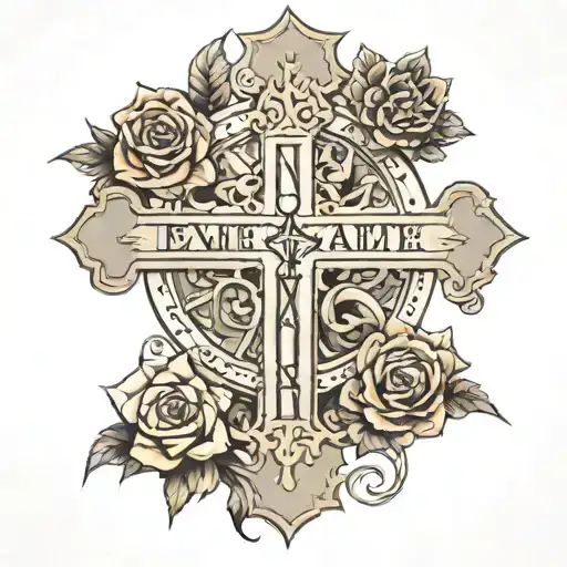 Cross With Parents Birthdate 3-10-79 Roman Numerals