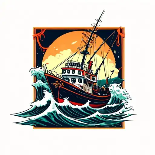 Fishing Trawler Riding On Waves Of Cash