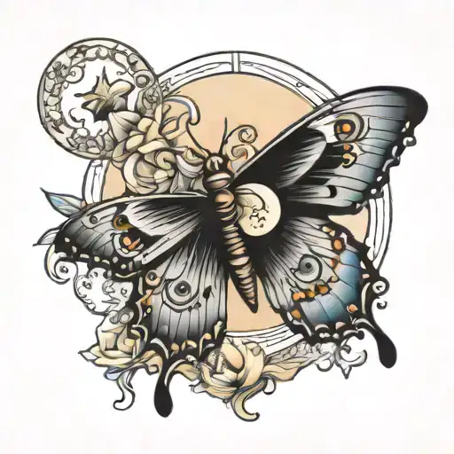Butterfly And Moon