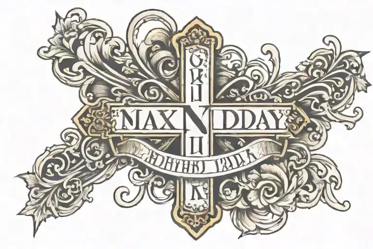 Cross And Birthday In Roman Numerals 3-10-79