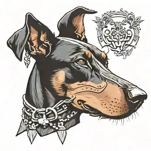 Doberman With T Necklace Shaped Like