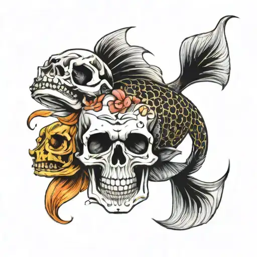 Skull And Coy Fish