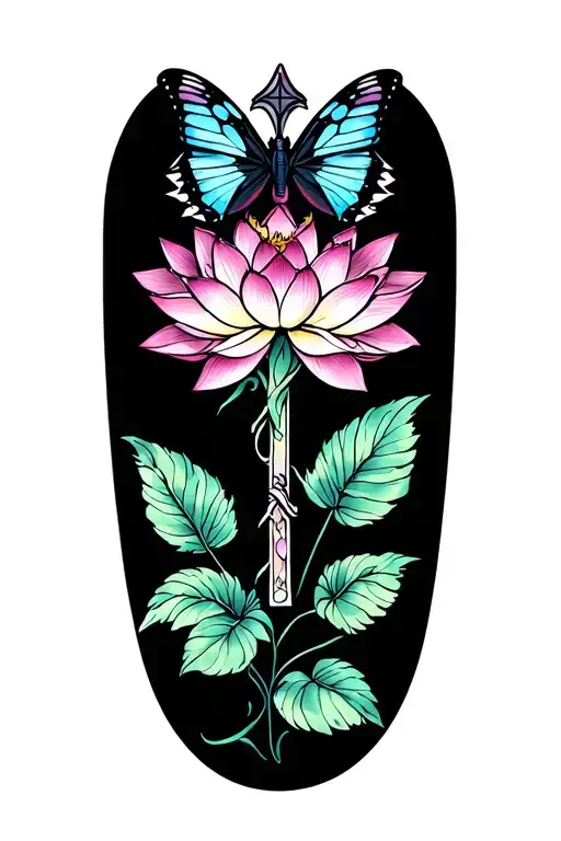 Cross Butterfly And Lotus Flower Arm Piece
