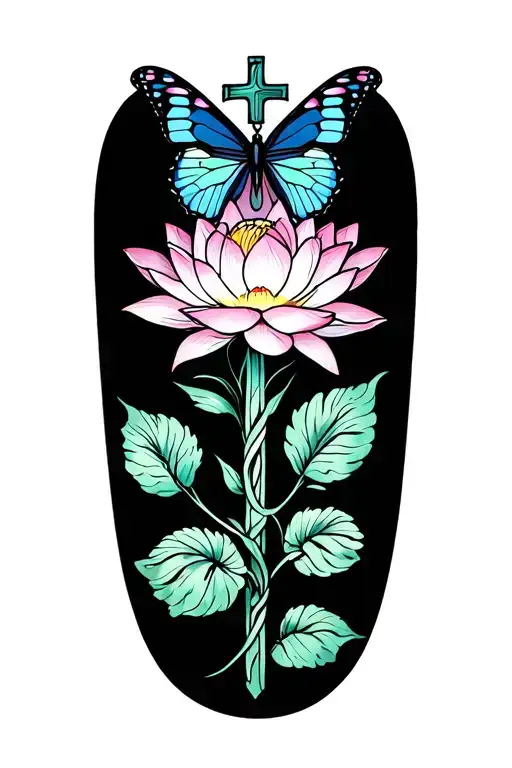 Cross Butterfly And Lotus Flower Arm Piece