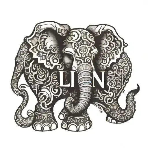 Elephant With The Letters Livin