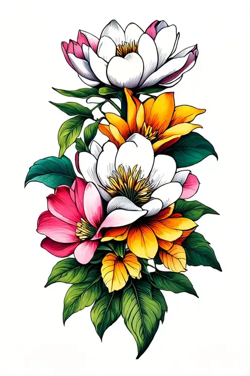 Children For March June And August Plant Flowers Intertwined With A Magnolia At The Top