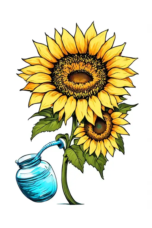 Human Sunflower Watering Himself