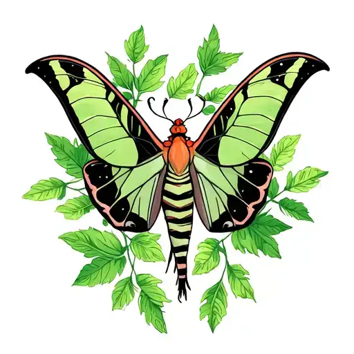 Luna Moth With Green Foliage Background