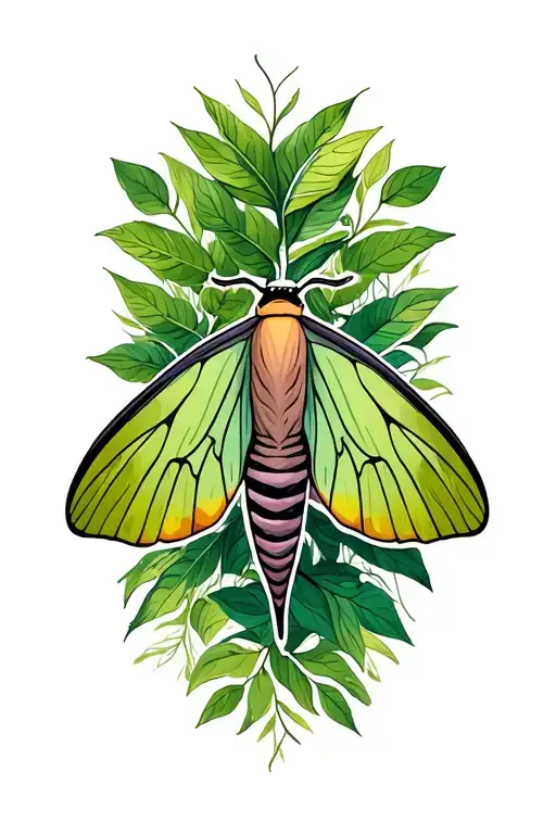Luna Moth With Green Foliage Background