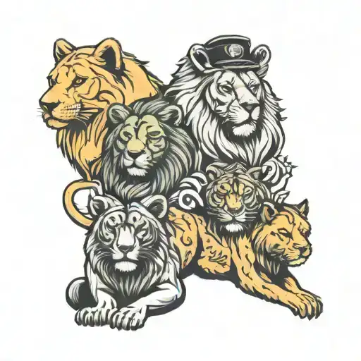 Lions And Bear And Cat