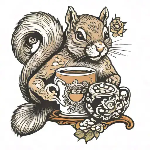 Squirrel Drinking Coffee