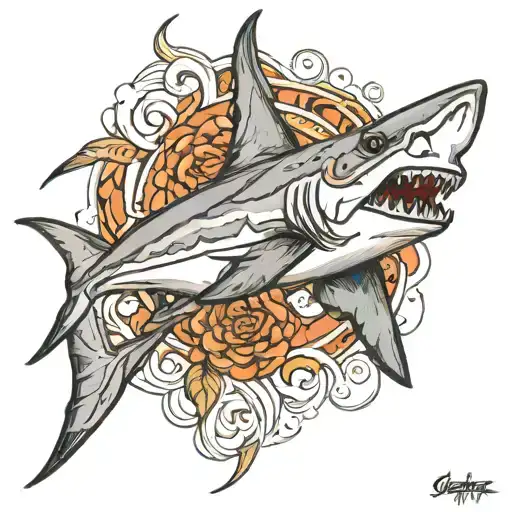 Hammerhead Shark On Pec And Shoulder