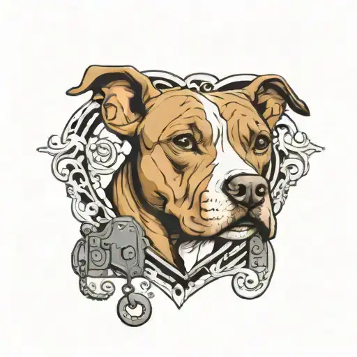 Pitbull In Heart Shaped Lock