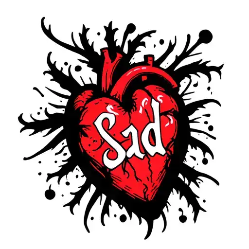 Heart With The Word Sad Inside