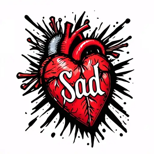 Heart With The Word Sad Inside