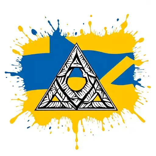 Valknut With Splash Of Swedish Flag In Background