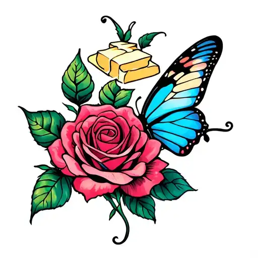 Rose And Butter Fly
