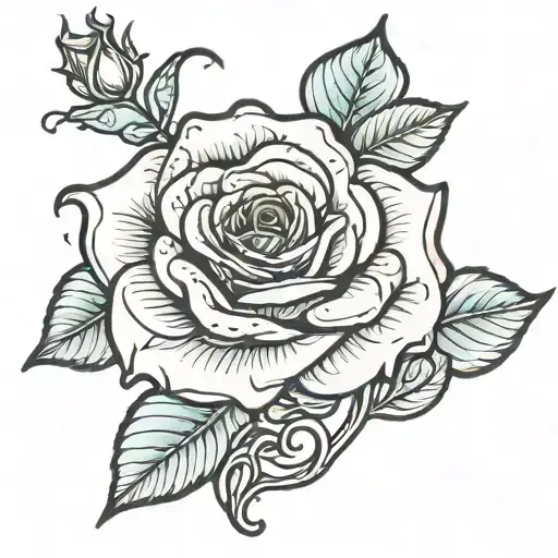 Rose On Hand With Stem Going Down Arm Spelling Serenity