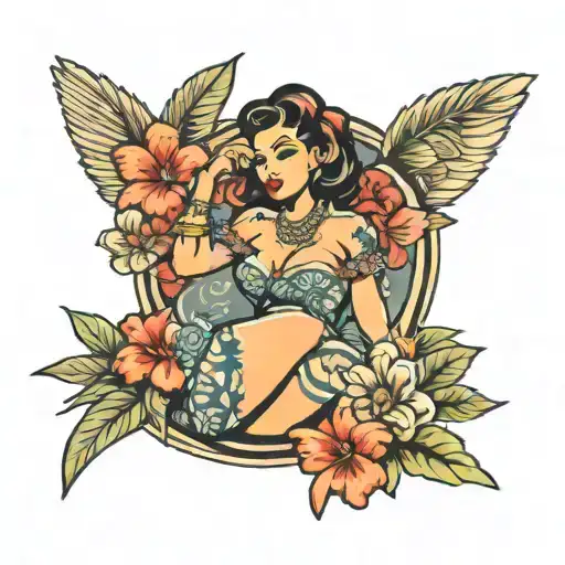 Hawaiian Pinup Girl Sitting