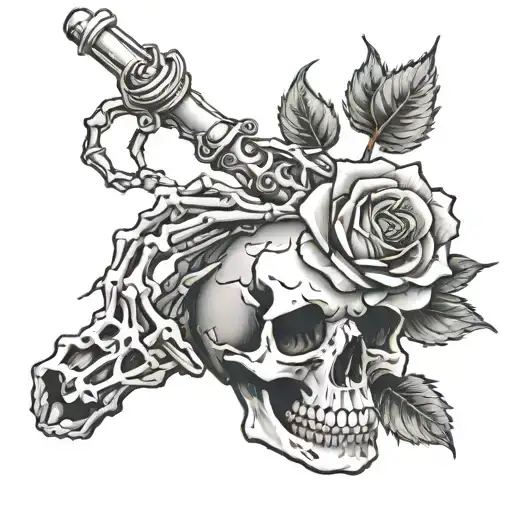 The Skeleton's Hand Holds A Rose